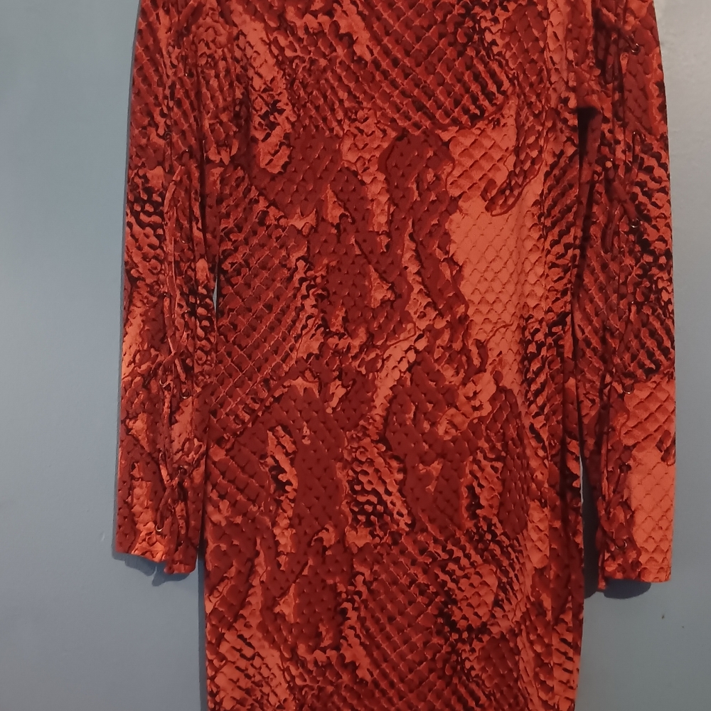 Orange and Black Printed Dress